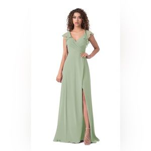 Azazie Yoko Dusty Sage Dress (Size 4)